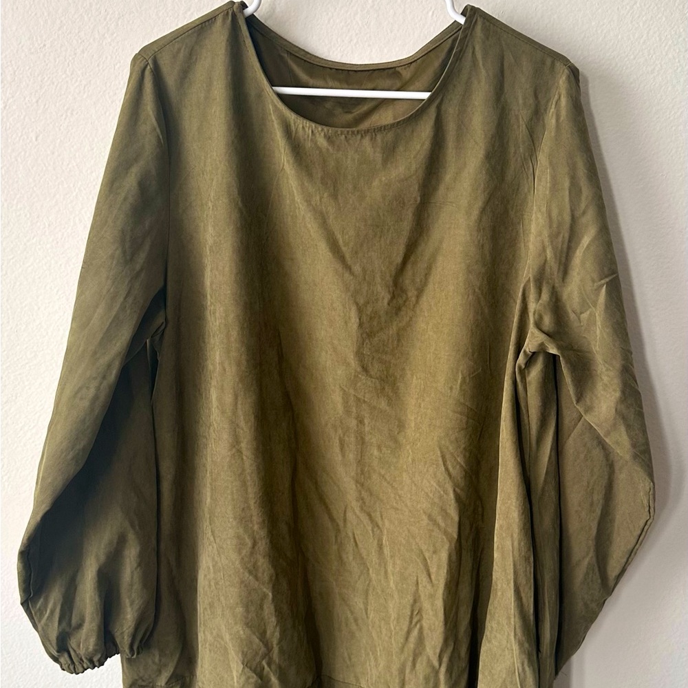 Long Sleeve Olive Green Bubble Dress